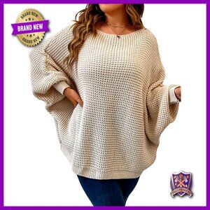 Plus Size Oversized Sweater Crewneck Pullover Casual Long Sleeve Top